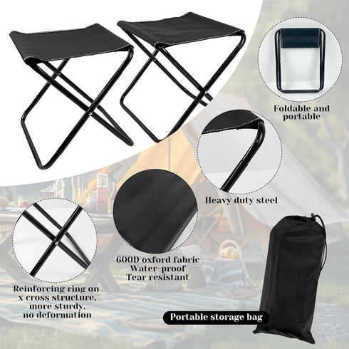 Wensdr 2 Set Folding Camping Table with Chairs Lightweight Picnic Table and Chairs for Beach Hiking Travel Fishing