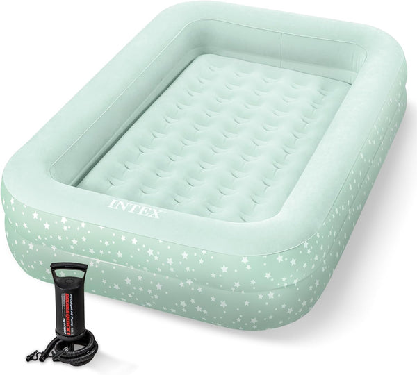 Intex Kids Travel Air Mattress Inflatable Bed with Raised Sides and Hand