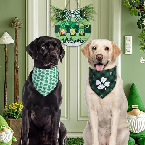 QUQULE 1PCS, St. Patrick's Day Dog Bandana XLarge Green Scarf for Boy and Girl, Durable Triangle Reversible Bibs