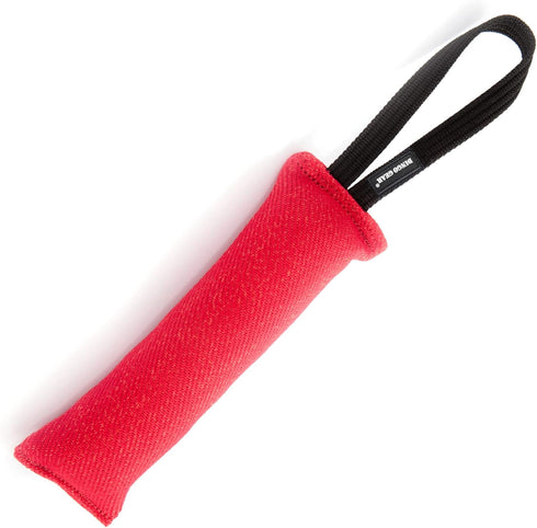 Dingo Gear Tug Toy for Dog Training Agility Tug of War, French Linen Dog Bumper with one Handle, Dog Bite Pillow for Aggressive Chewers 11" red S00062