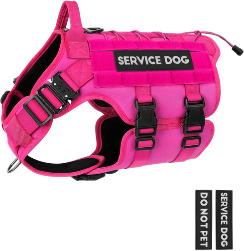 PETNANNY Tactical Dog Harness - Emotional Support Vest for Medium Large Dogs, No Pull, Molle Vest for Training (Pink, L)