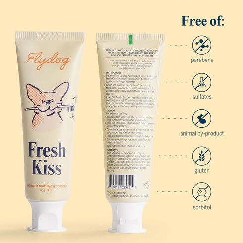 360 FlyDog Fresh Kiss Dog Tooth Brushing Kit - Vet Approved Formula, Enzymatic Dog Toothpaste and Brush - Breath