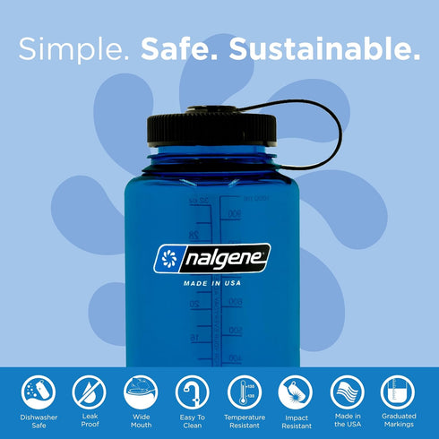 Nalgene Leak Proof Tritan BPA-Free Water Bottle, 32 oz Wide Mouth for Outdoor Use & Daily Hydration (Slate Blue)