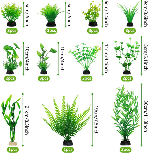 Fish Tank Accessories Aquarium Decorations Green Plants, 25pcs Green Fish Tank Decorations Plant, Fish Tank Decor, Aquarium Decor Plastic Plants by QUOZUO