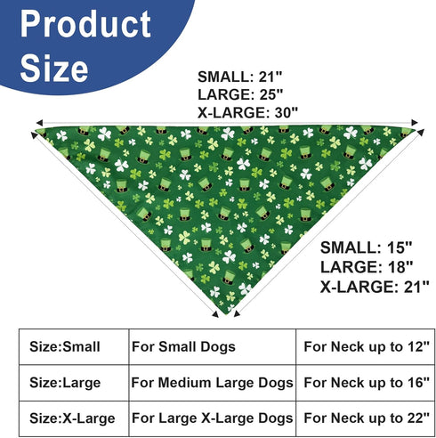 2 Pack, LosFong St. Patrick's Day Dog Bandanas Reversible Triangle Shamrocks Leprechaun Hat Pet Scarf for Boys