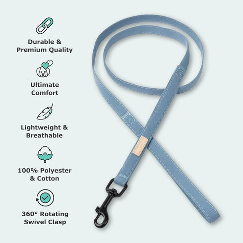 FuzzYard Life Dog Lead | Size L | Stylish Premium Cotton Design in French Blue Perfect for Everyday Walking and Training
