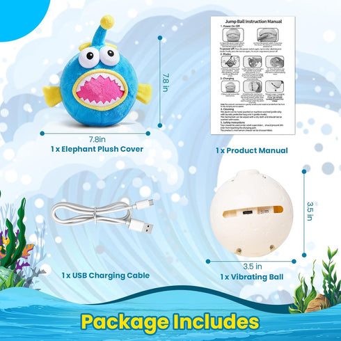 Interactive Dog Toys, Self Moving Dog Toy to Keep Them Busy, Electronic Vibrating Dogs Toy/Squeaky Bouncing Ball