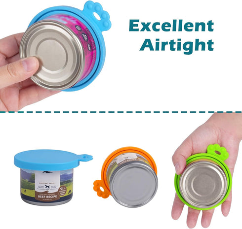PetBonus 4 Pack Silicone Pet Can Cover Lids: Universal Size for Dog Cat Food, BPA Free Dishwasher Safe (Blue, Green,