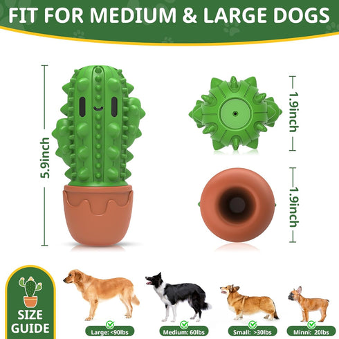 Dog Toys for Aggressive Chewers, Durable Beef Flavor Chew Toys for Medium Large Dogs, Cactus Toothbrush