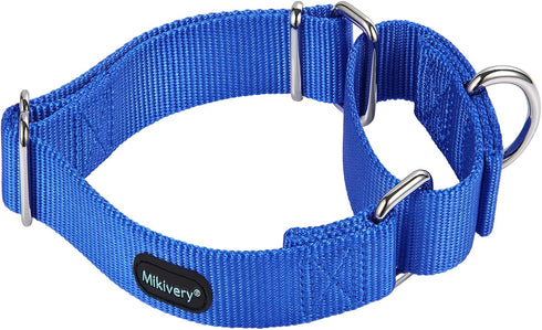 Martingale Dog Collar, Adjustable Nylon Training Collar for Small Medium Large Dogs (Royal Blue, M)