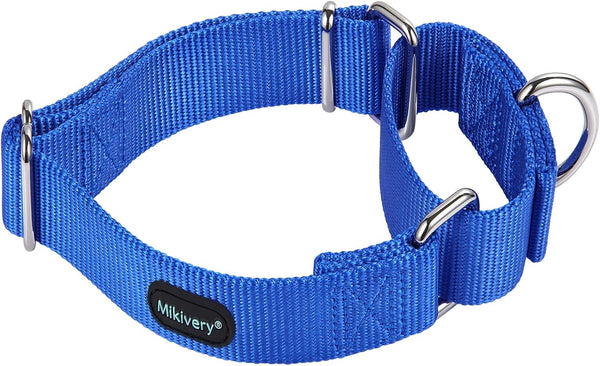 Martingale Dog Collar, Adjustable Nylon Training Collar for Small Medium Large Dogs (Royal Blue, M)