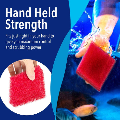 Evergreen Pet Supplies Aquarium Supplies Glass Cleaner Sponge - 4-Pack, Red, 3.25-in x 3.25-in x 1-in - Non-Scratch