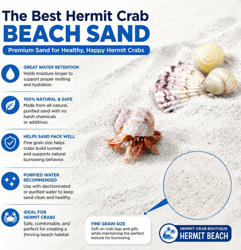 Generic 5 lbs. Hermit Crab Sand Substrate, All Natural Premium White Sand Mixture, for Hermit Crab Tanks