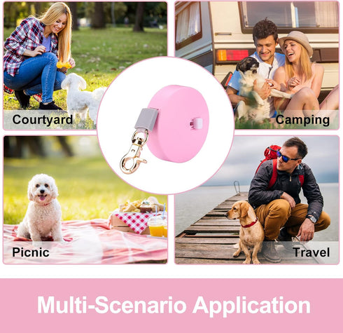 Retractable Dog Leash for Small Dogs Cats, 6.5ft Anti-Pull Nylon Tape, Mini Portable Walking Leash, Pink Round