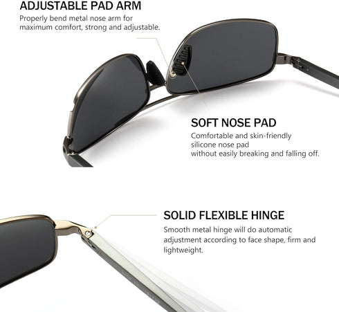 SUNGAIT Ultra Lightweight Rectangular Sunglasses, UV400 Protection