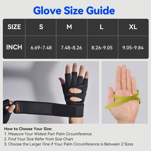 JOBGAIN Workout Gloves for Men and Women, Gym Weight Lifting Padded Gloves with Wrist Wrap Support, Full Palm