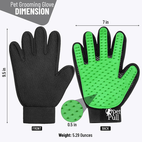 Pet Grooming Gloves with 259 Silicone Tips - Pet Hair Removal Tool Gentle Shedding Dog Washing Gloves - Deshedding Brush Hair Remover Mitts for Dogs & Cats for Long and Short Hair (Green)