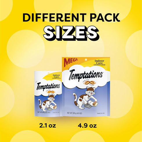4.9 oz. (Pack 10) Temptations Cat Treats Indoor Care, Classic Crunchy and Soft Cat Treats, Tasty Chicken Flavor, Pouch