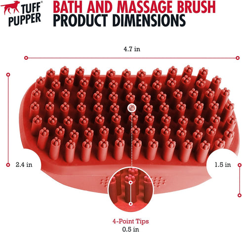 Tuff Pupper Dog Bath Brush, Silicone Pet Hair Remover for Shampooing & Massaging Dogs