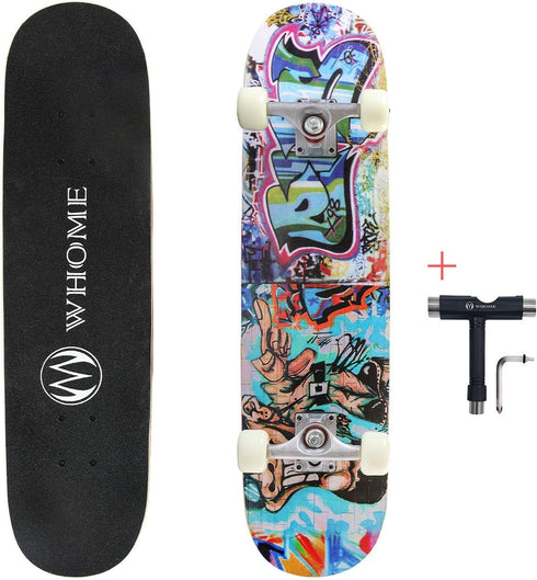 WHOME Skateboards for Adults/Kids, 31"x8" Pro Standard Complete Skateboard, 8-ply Alpine Maple Deck, ABEC-9 Bearings