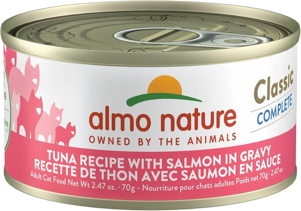 almo nature Classic Complete Wet Cat Food - Tuna Recipe with Salmon in Gravy, 2.47 oz (Pack of 12)