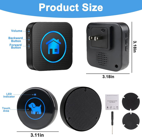 Cangecit (2026 1000Feet 55 5 Modes(2 Dog Door Bell Enhanced Touch), Wireless Dog Doorbells for Potty Training Dog Bells