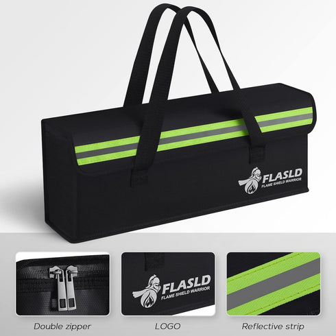 (19.3 4.3 7in) FLASLD E-Bike Battery Safe Bag Explosionproof - Large Capacity Fireproof Lipo Bag for Ebike Battery