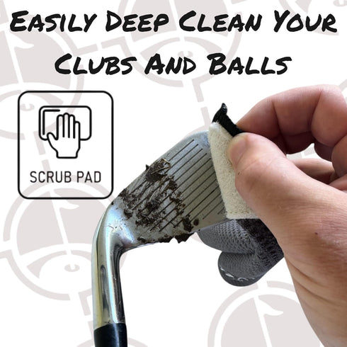Multi-Function Magnetic Golf Towel, 16" x 24", Light Grey with Wash Pocket and Ball Scrubber