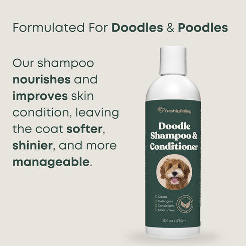 16 Oz Doodle Shampoo and Conditioner - Best Dog Shampoo for Goldendoodle, Poodles, Doodle Breeds - for Curly & Wavy