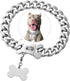 Heavy Duty Stainless Steel Cuban Silver Link Dog Collar, Personalized Dog Tag, for Small Medium Large Dogs
