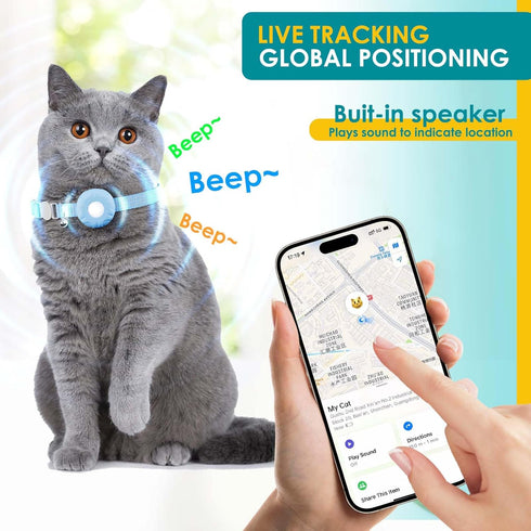 HONGTOP H Cat Tracker, GPS Tracker, Compatible with Apple Find My App(Only iOS), Real-Time Location, Pet Tracker No