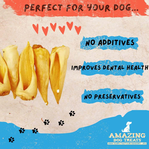 Amazing Dog Treats - Lamb Ears (10 Pcs/Pack) - Natural Chews, Rawhide Alternative, No Hide Dog Bones