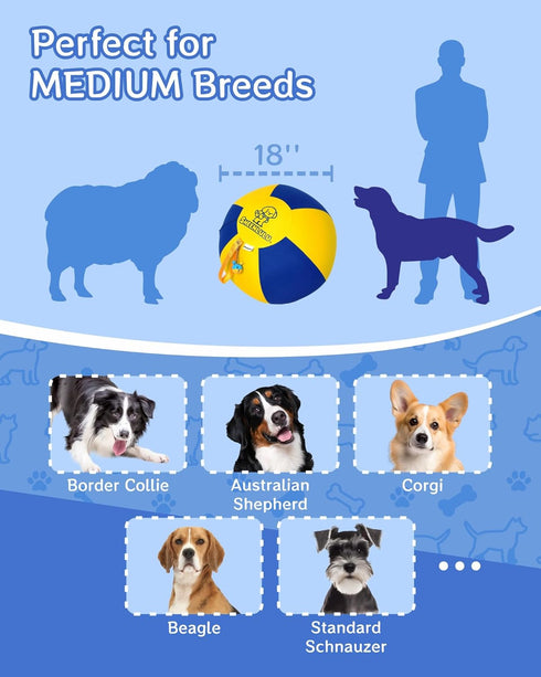 SHEENLULU 18'' Herding Ball for Dogs, Dog Traing Balls with Handle and Bell, Australian Shepherd, Border Collie, Cattle
