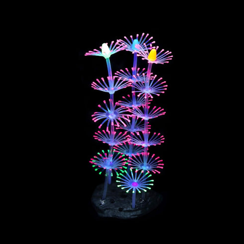 Lpraer 4 Pack Glow Aquarium Decorations, Coral Reef Glowing Mushroom Anemone Simulation Glow Plant for Fish Tank