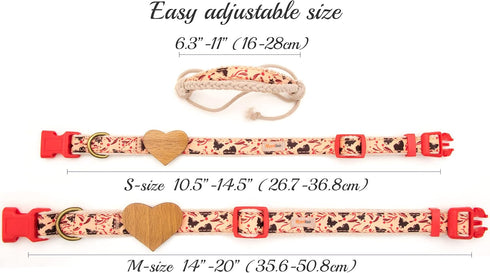 Pettsie Dog Heart Collar & Matching Bracelet - Adjustable Durable Hemp for Dog Owners, Small & Medium Sizes