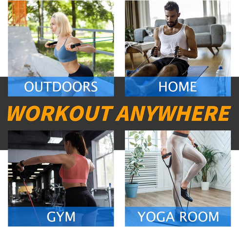 Resistance Bands with Handles for Home Workouts, Exercise Bands with Door Anchor, Simple Guide Included