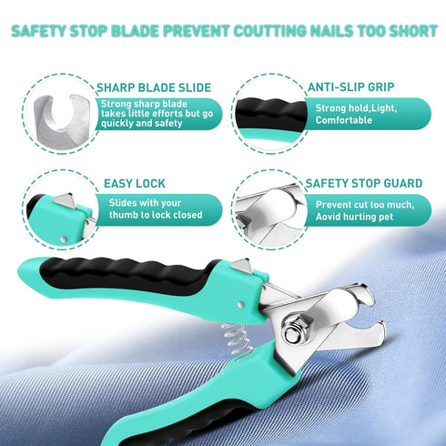 5 PCS Self Cleaning Slicker Brush & Pet Grooming Rake & Bath Brush & Nail Clippers & Pet Comb for Dogs