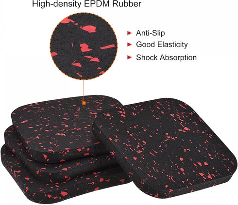 uxcell Treadmill Mat - 3.9"x3.9" Exercise Equipment Mat for Floor Protection and Sound Reduction (Black Red)
