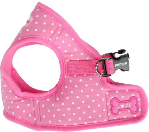 Puppia Dotty Step-in Vest Dog Harness - No Pull, No Choke, Easy Wear for Small Dogs, Pink