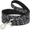 Dog Leash Floral Paisley, Black White 4 Feet Long 1.0 Inch Wide