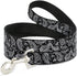 Dog Leash Floral Paisley, Black White 4 Feet Long 1.0 Inch Wide