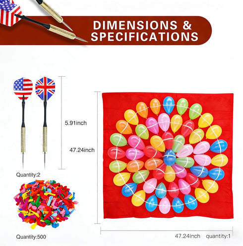 Lerboai Set 2 500 Balloon Dart Board, Carnival Fair Balloon Pop Game, Balloon Dart Game Board with Darts & Balloons