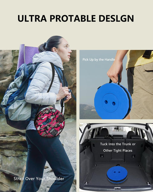 RizzQi 400LBS (2.5"-18") Upgraded Collapsible Stool - Quick Open Portable Adjustable Height Folding Seat for Camping