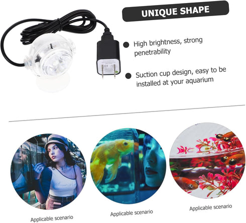 Aquarium Light Fish Tank Spotlight, Underwater LED Spotlight with Suction Cup Lamp for Fish Tank Supplies