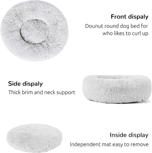 HACHIKITTY Calming Donut Dog Beds for Medium Large Dogs, Indoor Calming Beds, 30''
