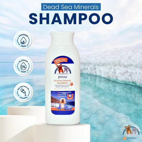 Dead Sea Minerals Dog Shampoo & Conditioner - Chamomile, Tea Tree Oil, Aloe Vera, Oatmeal - Hypoallergenic, Paraben &