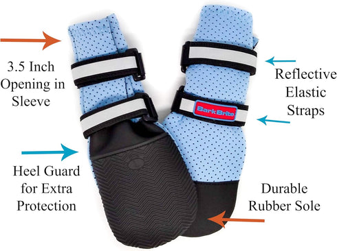 Bark Brite Dog Boots, Lightweight Neoprene Paw Protector in Blue Md, 5 Sizes for Comfort and Breathability