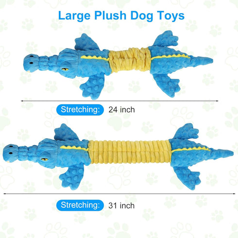 Homounter Dog Toys Cute Crocodile Squeaky Plush Pet Toy for Small to Large Breeds Interactive Chew Toy with Whistle