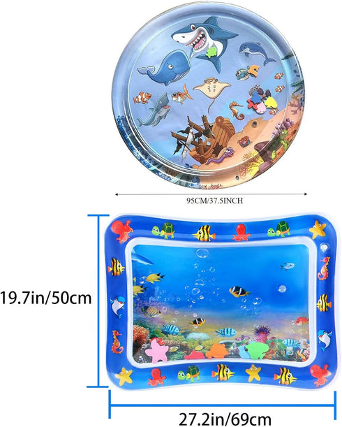 2025 Summer Cat Water Mat, Upgraded Thickened Anti-Scratch Leak Proof Cats Water Sensory Play Mat with Floating Fish