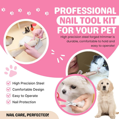 9Pcs Trimmer Trimming Dog Grooming Kit - Self Cleaning Slicker Brush, Flea Comb, Nail & Bath Brush - Pet Grooming Tools